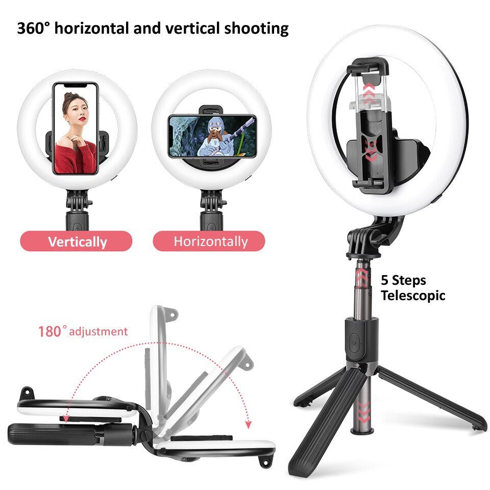Wireless-Bluetooth-Selfie-Stick-Foldable-Handheld-Remote-Shutter-Monopod-Camera-Tripod-L07-LED-Ring-Photography-Fill